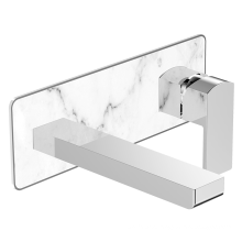 Chrome wall mounted Brass Wash Basin Single handle faucets with Hot and Cold wall faucet tap with White Marble Decoration